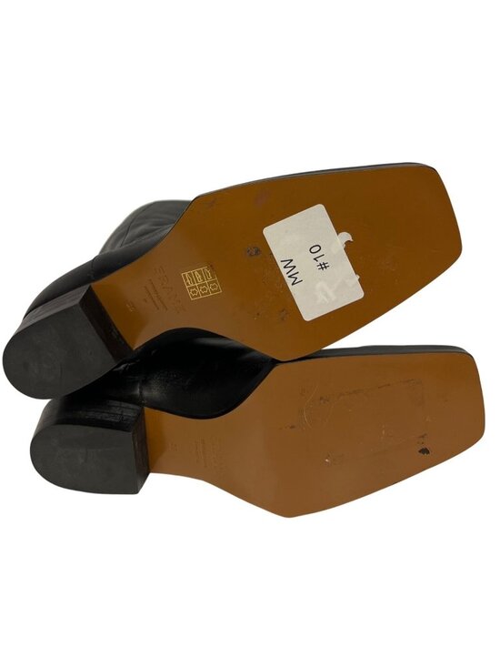 FRAME Le Maddox Leather Ankle Boots Women's Size EU 35 US 5 Black Square Toe - Picture 8 of 10